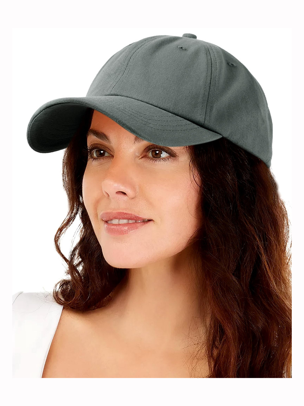 Womens Satin Lined Baseball Cap Washed Cotton Adjustable Dad | Gray | Size OS